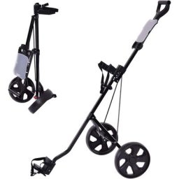 Chariot de Golf a roulettes, Chariot de Golf Pliable avec Poignee Ergonomique, Sangles de Sac