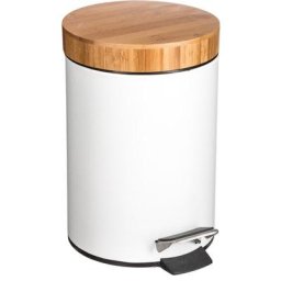 Poubelle à couvercle bambou 3L Naturéo blanc - 5 five simply smart - Blanc
