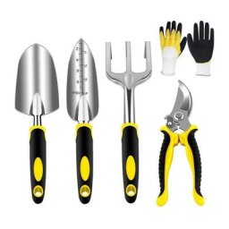 Ensemble d'outils de jardinage jaune noir 5 pièces Fuienko