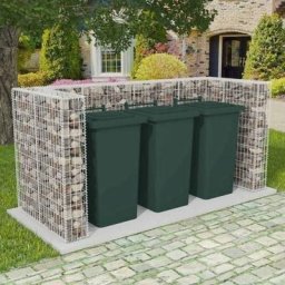 Elegant-Stil Cadre de gabion de poubelle triple Acier 250 x 100 x 120 cm,pour Salon/Jardin,Montage