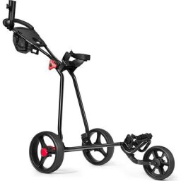 Chariot de Golf à 3 Roues Pliable avec Poignée Réglable Carte de Pointage Porte-parapluie et