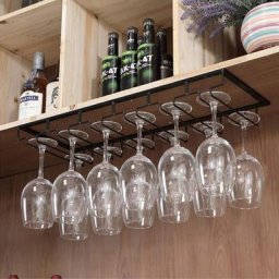 Skecten - Porte-Verres à Vin Suspendu Support pour Verre à Vin avec 6 Rails Support Rack pour Verre