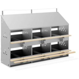 Pondoir à Poules Professionnel Avec Tapis De Ponte 12 Compartiments Galvanisé - Argent