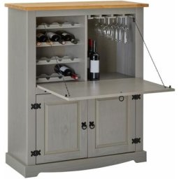 Meuble bar à vin tequila armoire comptoir avec range bouteilles et range verres, bahut de style