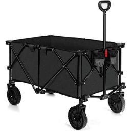 COSTWAY Chariot de Jardin Pliant Chariot de Transport avec Poignée Réglable et Roues Universelles,