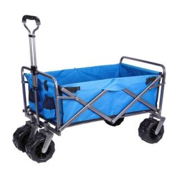 Chariot de Jardin Pliable avec 4 Roues Transport Charge 150 Kg Chariot Pliant de Plage Chariot à