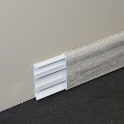 Mon Marché Déco - Plinthe Passe-Câble pvc 80 mm - Chêne de Wallonie - 1 m - Décor