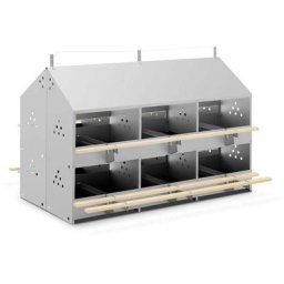 Pondoir à Poules Professionnel Avec Tapis De Ponte 24 Compartiments Galvanisé - Argent