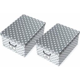 Lot de 2 Boîtes de Rangement Décoratives 51 x 37 x 24 cm Grande Boîte de Rangement Couvercle