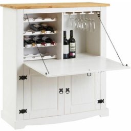 Meuble bar à vin tequila armoire comptoir avec range bouteilles et range verres, bahut de style