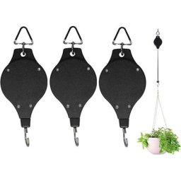 BDD - Lot de 3 poulies de plantes robustes et rétractables pour crochets de panier de fleurs