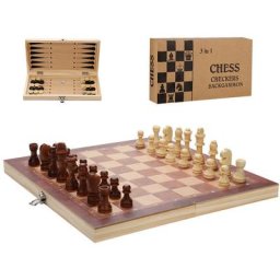 Jeu d'échecs plateau de jeu pliable d'échecs rustique 3 en 1 fait à la main nouveau 2929CM - Beige
