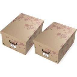 Lot de 2 Boîtes de Rangement Décoratives 51 x 37 x 24 cm Grande Boîte de Rangement Couvercle