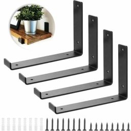 Tumalagia - Lot de 4 supports d'étagère en métal noir très résistants pour étagère d'échafaudage