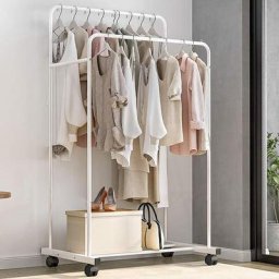 Portant à Vêtements à Roulettes Penderie Vêtements Solide pour Chambre Adulte Porte Manteaux