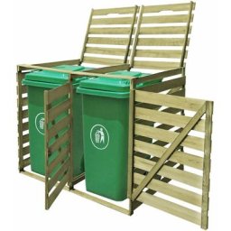 Elegant-Stil Abri pour poubelle double 240 l Bois imprégné,pour Salon/Jardin,Montage facile,37 Kg