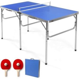 Table de Ping-Pong Pliable avec 2 Raquettes, Table de Tennis Portable avec 2 Balles et Filet pour