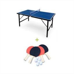 Alice's Garden - Mini table de ping pong 150x75cm - table pliable indoor bleue. avec 4 raquettes et