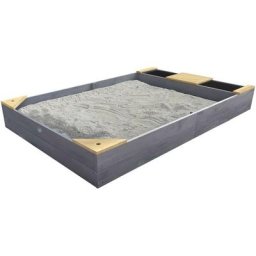 Kelly bac à sable en bois avec banc et récipients pour l'eau Bac à sable pour enfants en Gris Clair