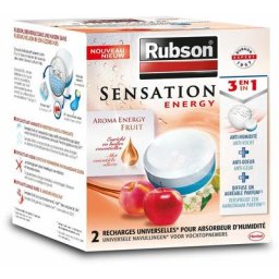 Sensation Energy, Parfum Fruits 2 Recharges universelles de 300 g pour absorbeur d'humidité,