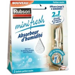 Rubson - Minifresh Absorbeur d'Humidité en sachet, spécial placards, tiroirs, penderies, voitures