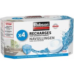 Rubson - 4 Recharges Tab Basic, Recharges anti-humidité et anti-odeur neutres pour absorbeurs Basic