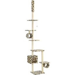Arbre à chat avec griffoirs en sisal 260 cm Beige Motif pattes vidaXL - Beige avec impressions de