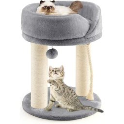 Arbre à Chat Tour d'arbre à Chat Cadre Griffoir 4 en 1 avec Perchoir à Dessus Souple, Boule de