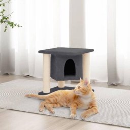 Arbre à chat Cadre d'escalade de Chat avec griffoirs en sisal Gris foncé 37 cm 61266 - Gris