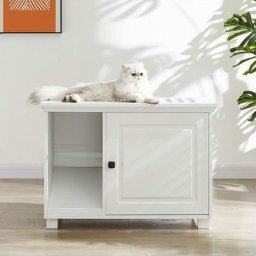 Meuble Litière Chat Petite, Meuble Litière Maison de Toilette pour Chat, Niche pour Chat avec