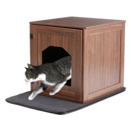 Litière pour Chat Fermée - Maison de Toilette Chat en Bois Grand Meuble Litière Chat Intérieur Anti