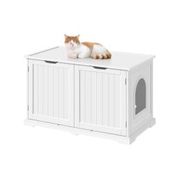 Meuble Litiere pour Chat Maison de Toilette Chat en Bois 95 × 53,5 × 57,5 cm 1 Panneau Amovible 9