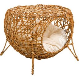 Panier chat lit chat cosy grand confort dim. ø 40 x 32H cm coussin moelleux inclus polyester beige