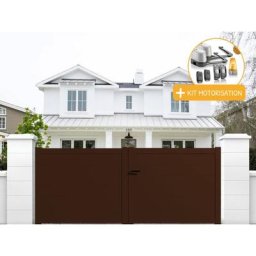 Portail aluminium battant plein en kit + Motorisation dimension L.3500 (entre piliers) x H.1500 mm
