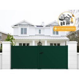 Portail aluminium battant plein en kit + Motorisation dimension L.3500 (entre piliers) x H.1700 mm