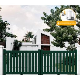 Portail aluminium coulissant ajouré en kit+ Motorisation dimension L.3500 (entre piliers) x H.1200