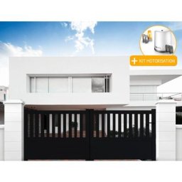 Portail aluminium battant semi-ajouré en kit + Motorisation dimension L.3000 (entre piliers) X