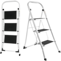 Meykoers - chelle à 3 marches, Marchepied Pliant Portable avec Pieds Anti Dérapant, Main Courante