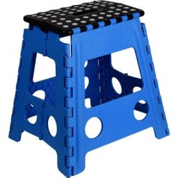Venteo - Marche Pied Pliant GRAND MODELE - Résiste jusqu'à 150kg de charge - Pliable - Bleu