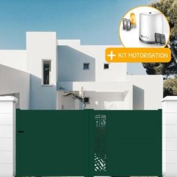 Portail aluminium coulissant découpe laser en kit + Motorisation dimension L.4000 (entre piliers) x