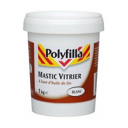 Mastic vitrier à base d'huile de lin - fixation des vitres aux fenêtres - pâte blanc 1KG 5107480