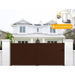 Portail aluminium coulissant plein en kit + Motorisation dimension L.3000 (entre piliers) x H.1500