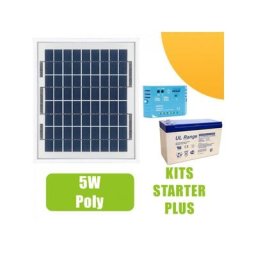 Kit panneau solaire 5W 12V avec régulateur 5A et batterie