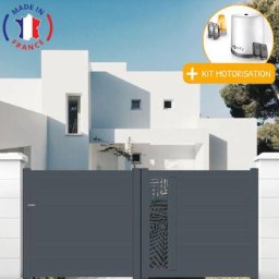 Portail aluminium coulissant découpe laser en kit + Motorisation dimension L.3500 (entre piliers) X