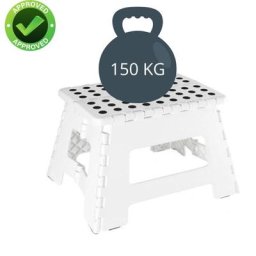 Marche Pied Pliant - Résiste jusqu'à 150kg de charge - Pliable - Blanc - Venteo