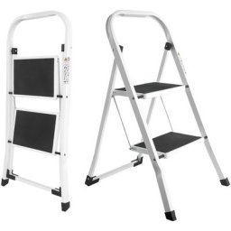 Meykoers - chelle à 2 marches, Marchepied Pliant Portable avec Pieds Anti Dérapant, Main Courante