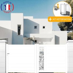 Portail aluminium coulissant découpe laser en kit + Motorisation dimension L.3000 (entre piliers) x