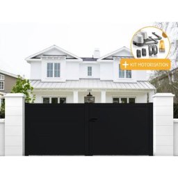 Portail aluminium battant plein en kit + Motorisation dimension L.3500 (entre piliers) x H.1700 mm