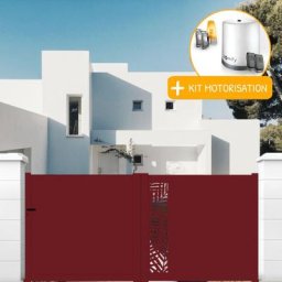 Portail aluminium coulissant découpe laser en kit + Motorisation dimension L.3000 (entre piliers) x