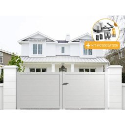 Portail aluminium battant plein en kit + Motorisation dimension L.3500 (entre piliers) x H.1500 mm